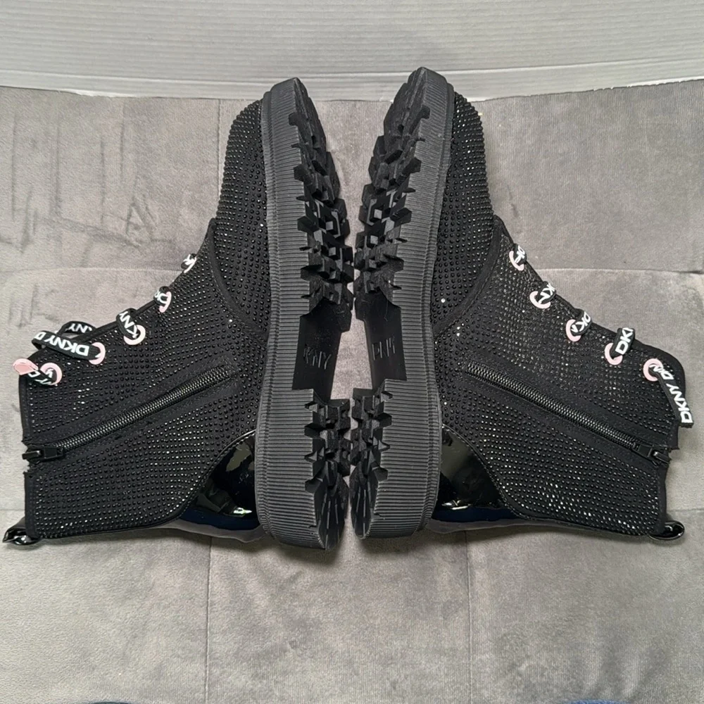 DKNY Girls Ava Speed Moto Sparkle Boots Size 4 NWOT